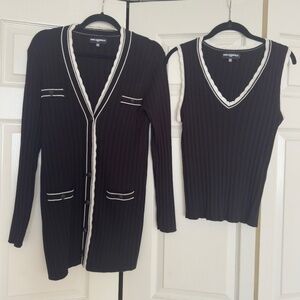 Karl Lagerfeld  black/white Cardigan sweater set size medium